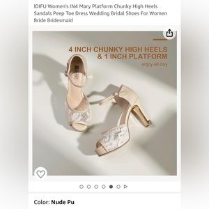 IDIFU Women's IN4 Mary Platform Chunky High Heels
Sandals Peep Toe Dress Bridal